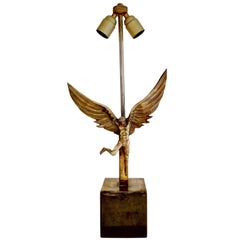 Bronze-Tischlampe „Der Sturz des Ikarus“ von Monique Gerber, Frankreich, 1970er Jahre