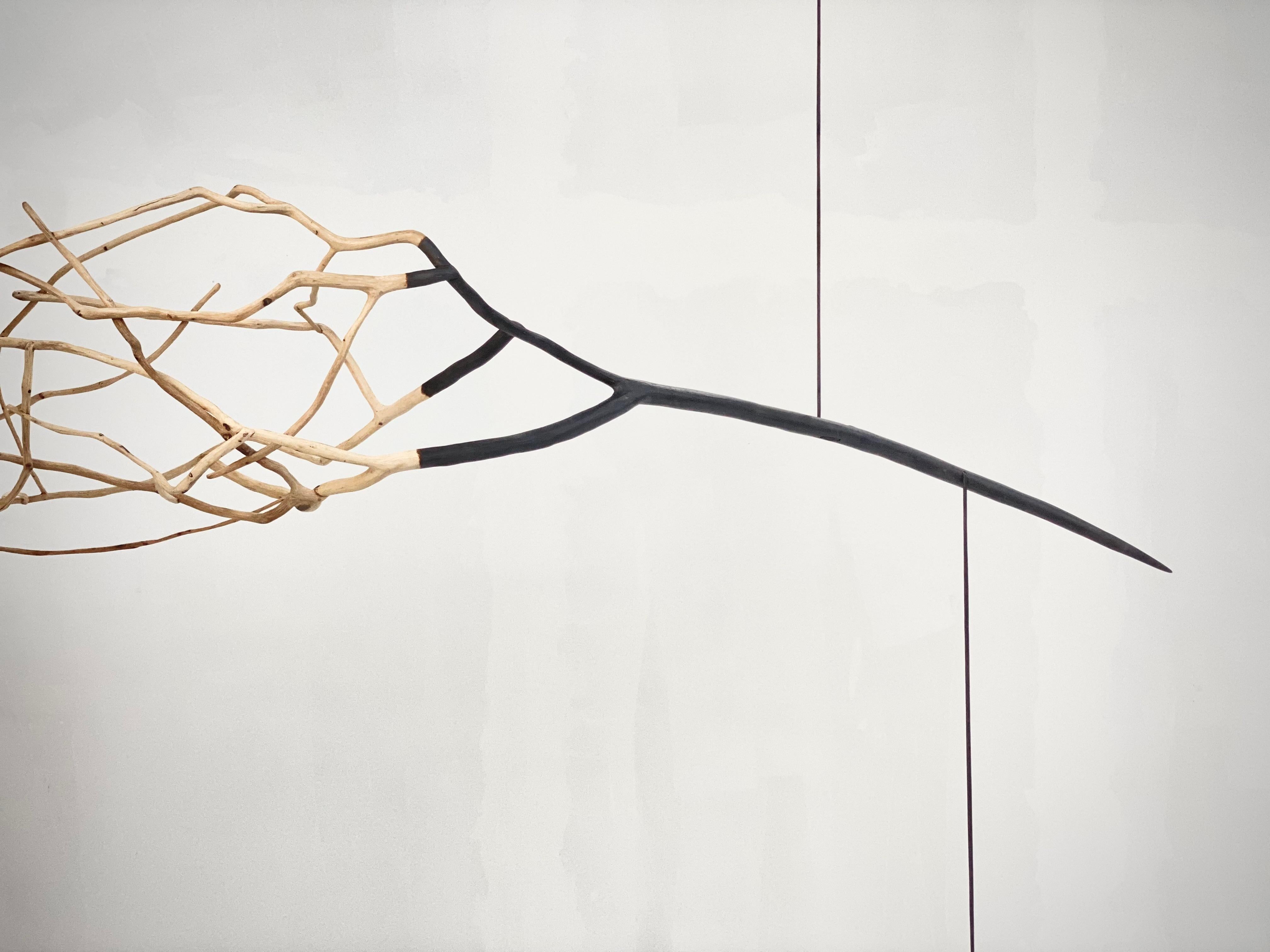 XXI secolo e contemporaneo Lampada a sospensione in legno annerito Sculptural Form A Winged Branch di Jérôme Pereira in vendita