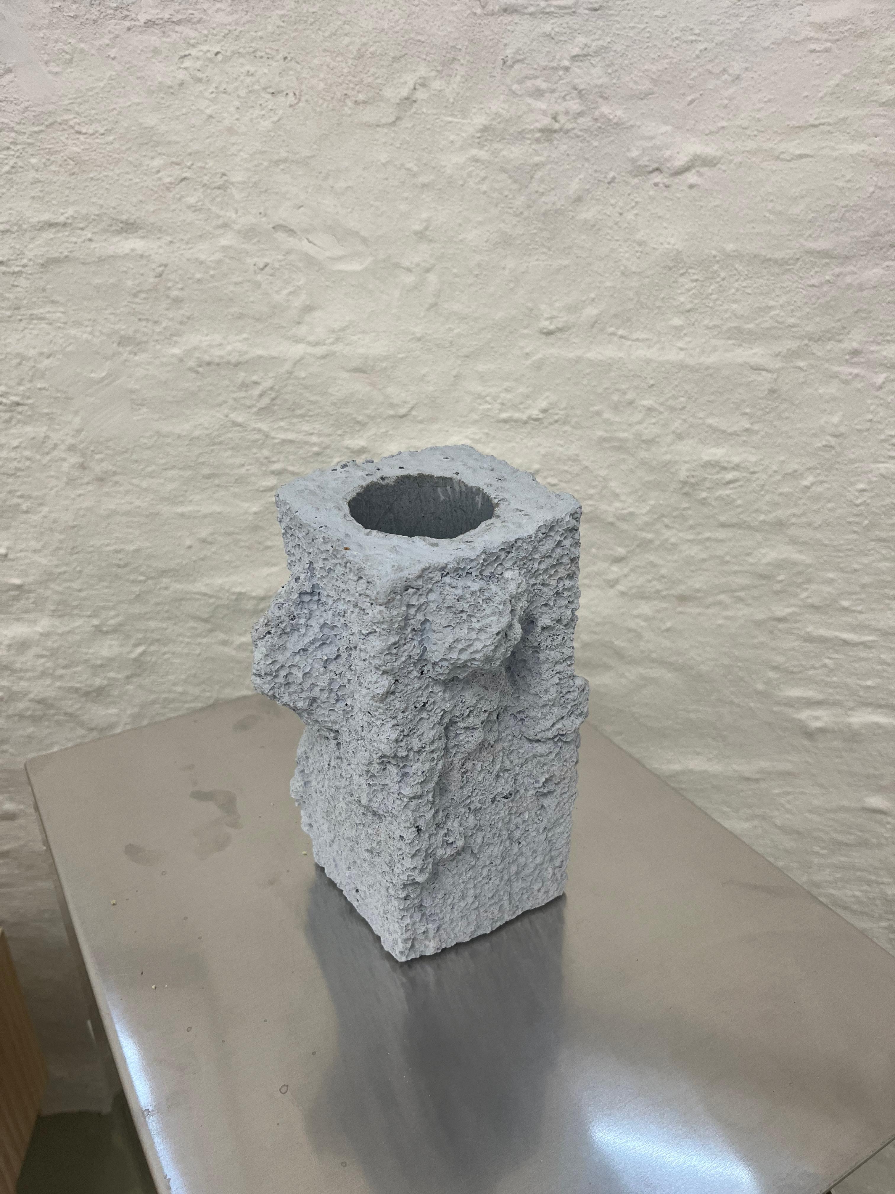 Danish ICC sculptural concrete vase (blue) For Sale
