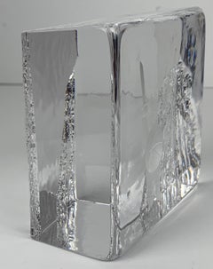 Paperweight-Crystal Ice Block-Signed by Bengt Edenfalk for Skruf Glass, Sweden