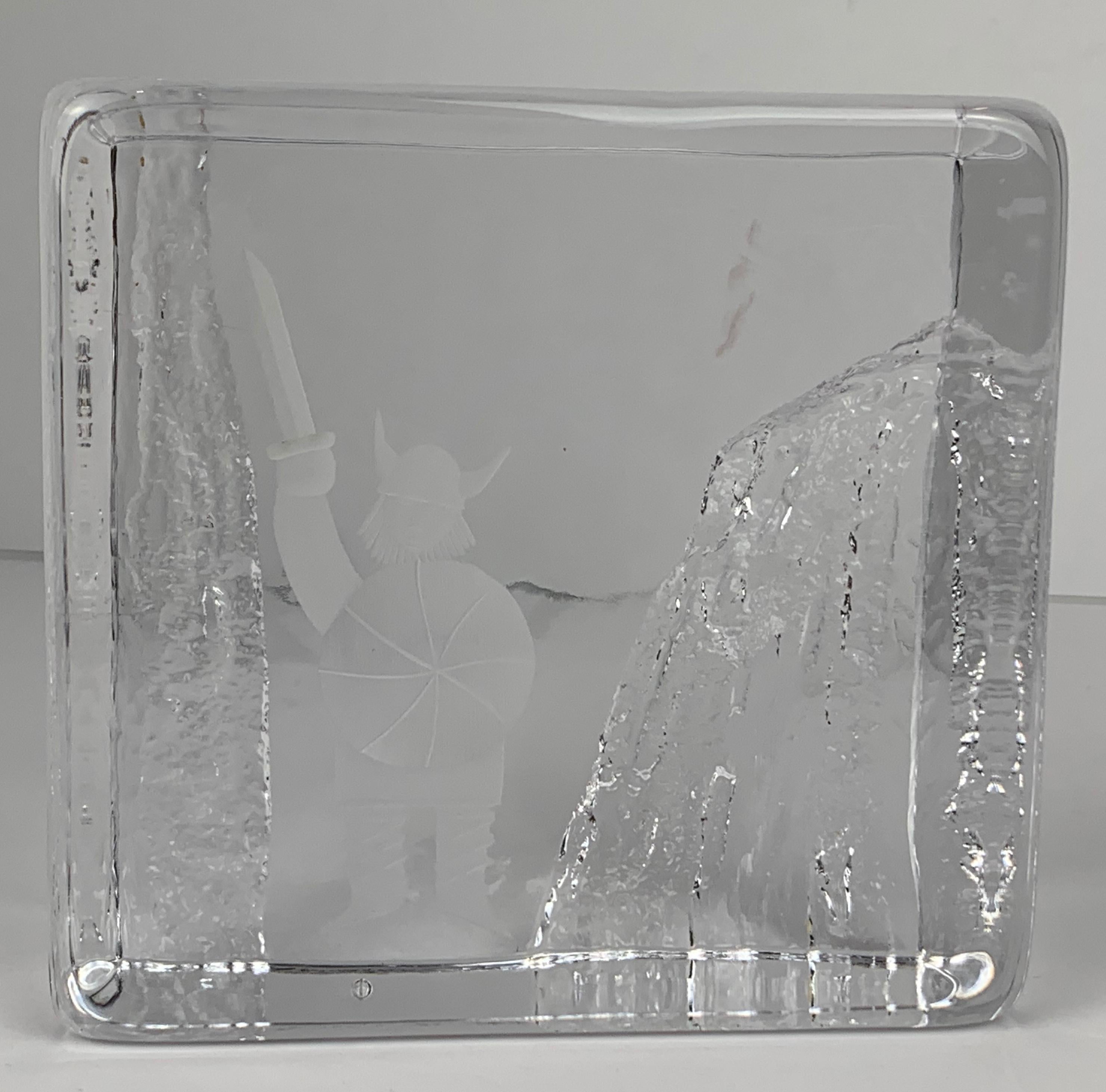 Paperweight-Crystal Ice Block-Signed by Bengt Edenfalk for Skruf Glass, Sweden