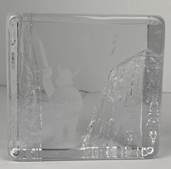 Paperweight-Crystal Ice Block-Signed by Bengt Edenfalk for Skruf Glass, Sweden