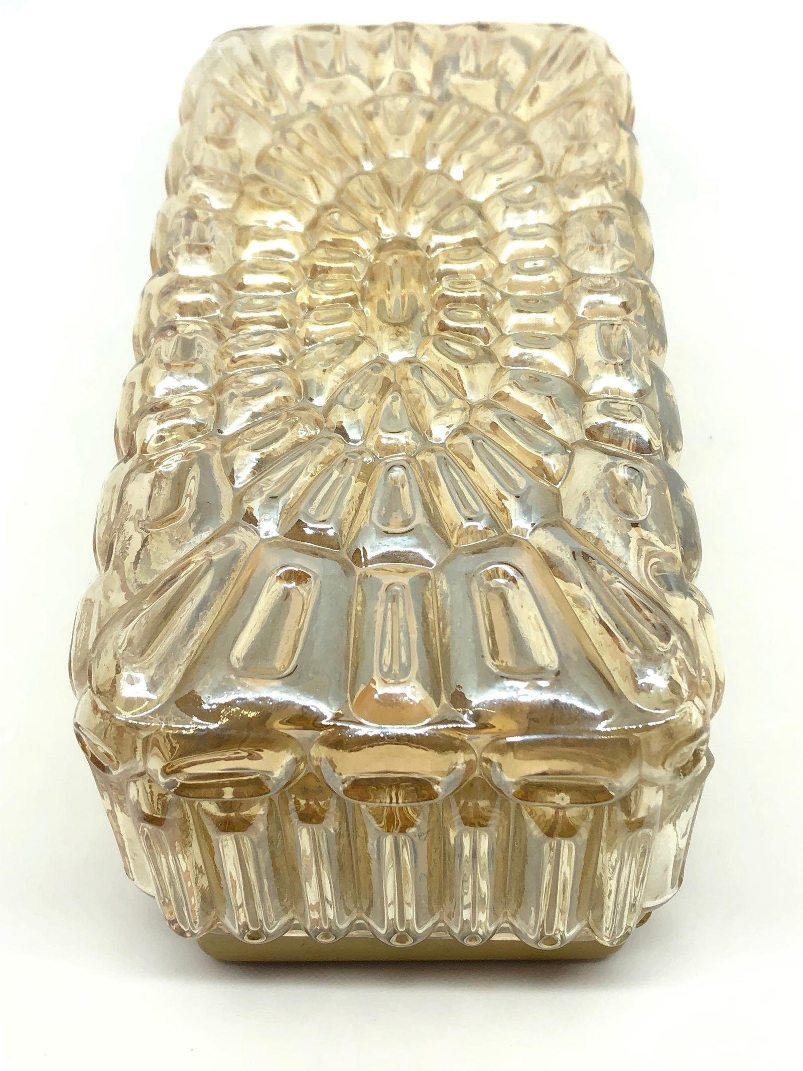 Mid-20th Century Ice Block Glass Sconces Vintage German 1960s Glashuette Limburg