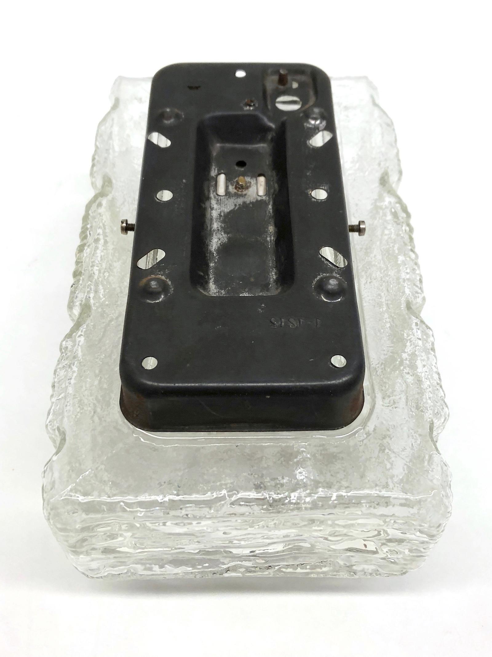 Ice Block Glass Sconce Vintage German, 1960s RZB Leuchten 5