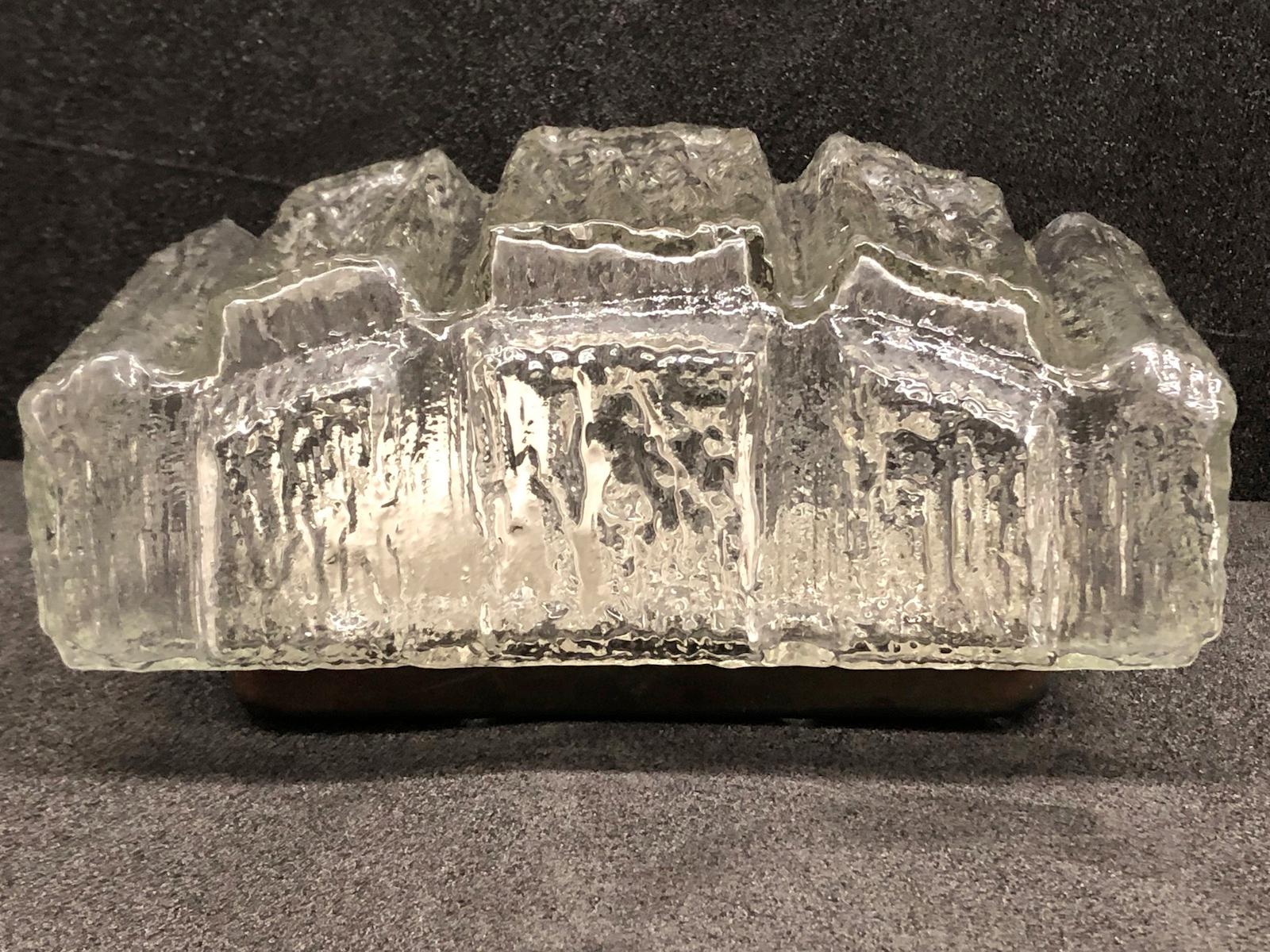 Mid-20th Century Ice Block Glass Sconce Vintage German, 1960s RZB Leuchten