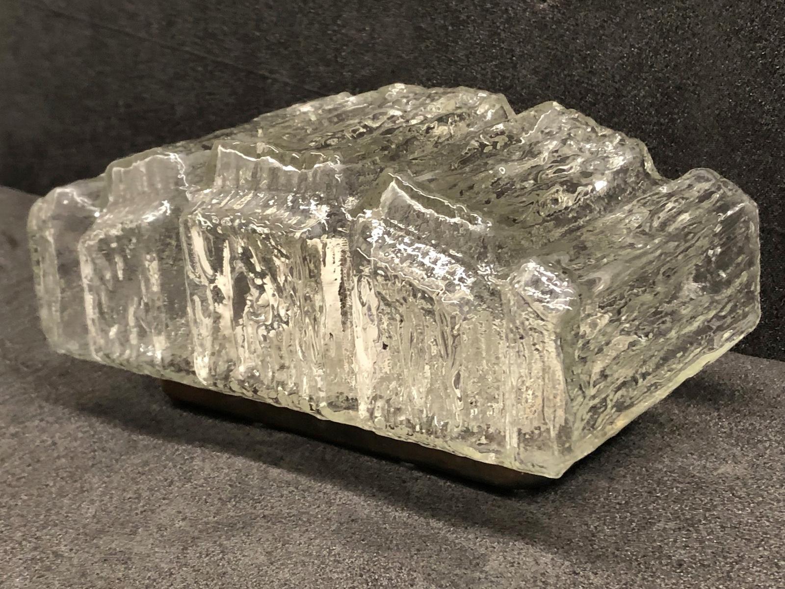 Metal Ice Block Glass Sconce Vintage German, 1960s RZB Leuchten