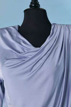 Ice blue asymmetrical draped jersey evening dress ALEXANDRE VAUTHIER