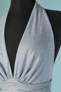 Ice blue crystalized backless body-suit ALEXANDRE VAUTHIER