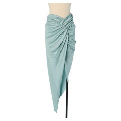 Eisblauer drapierter und gewickelter asymmetrischer Jersey-Rock ALEXANDRE VAUTHIER