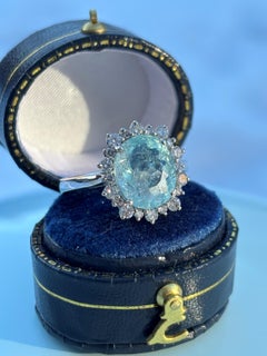 Anillo Diamante Paraiba Azul Hielo Oro Blanco 18K
