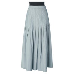 Ice blue pleated leather skirt CHANEL
