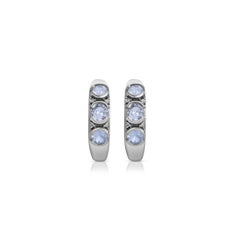 Ice Blue Sapphire Diamond Trio Hoop Earrings