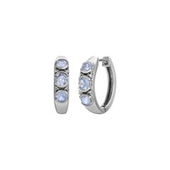 Ice Blue Sapphire Diamond Trio Hoop Earrings