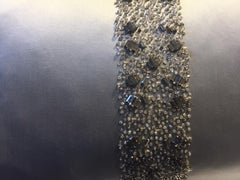 Cojines de Seda Azul Hielo Bordados a Mano con Detalle de Banda en Cristales de Swarovski