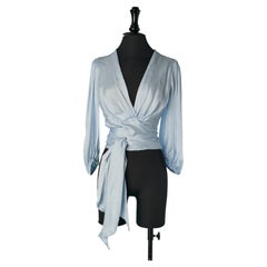 Ice blue silk wrap top ALEXANDRE VAUTHIER