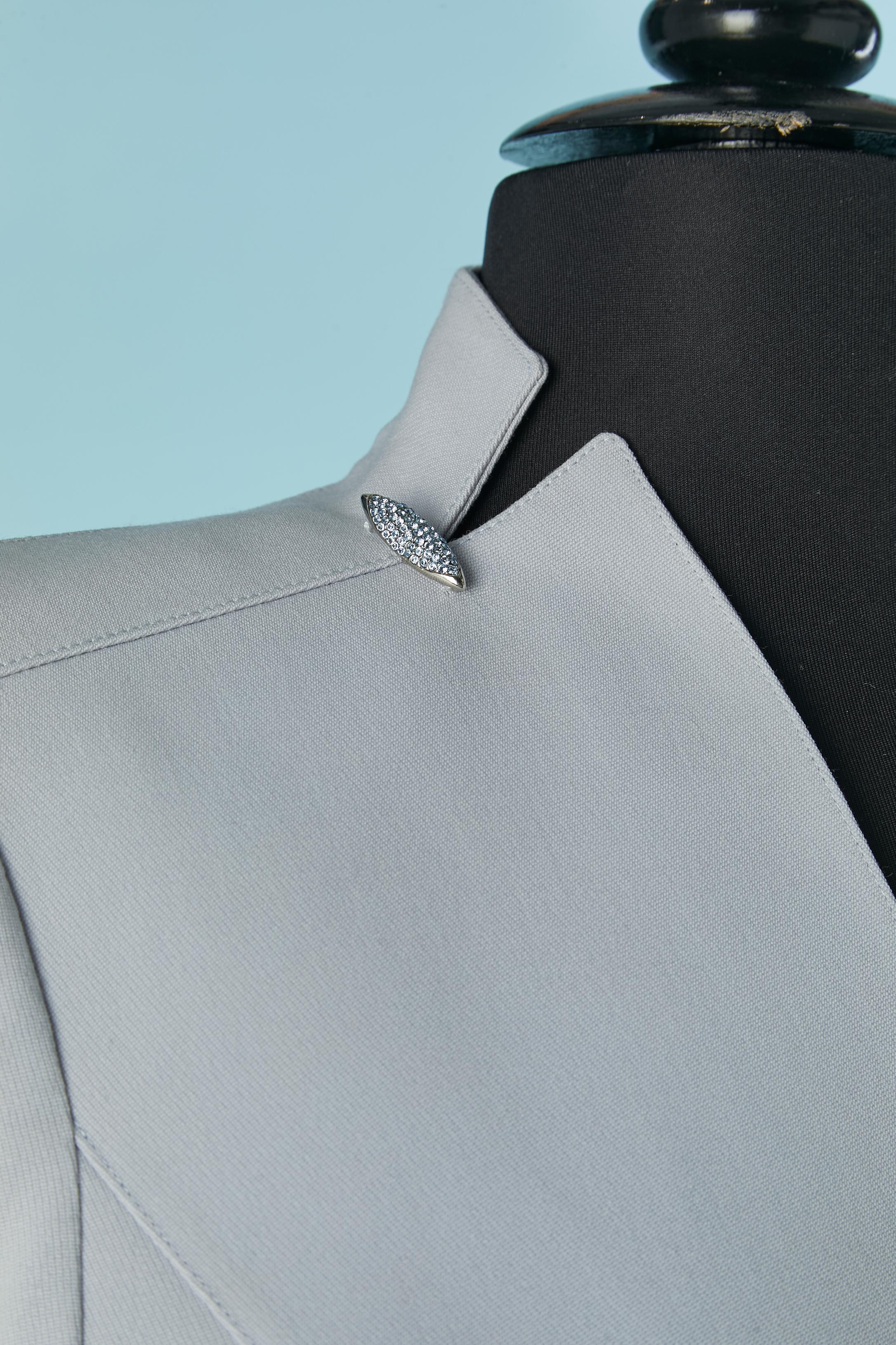 Veste croisée bleu glacier avec ornements en strass TIERRY MUGLER Excellent état - En vente à Saint-Ouen-Sur-Seine, FR