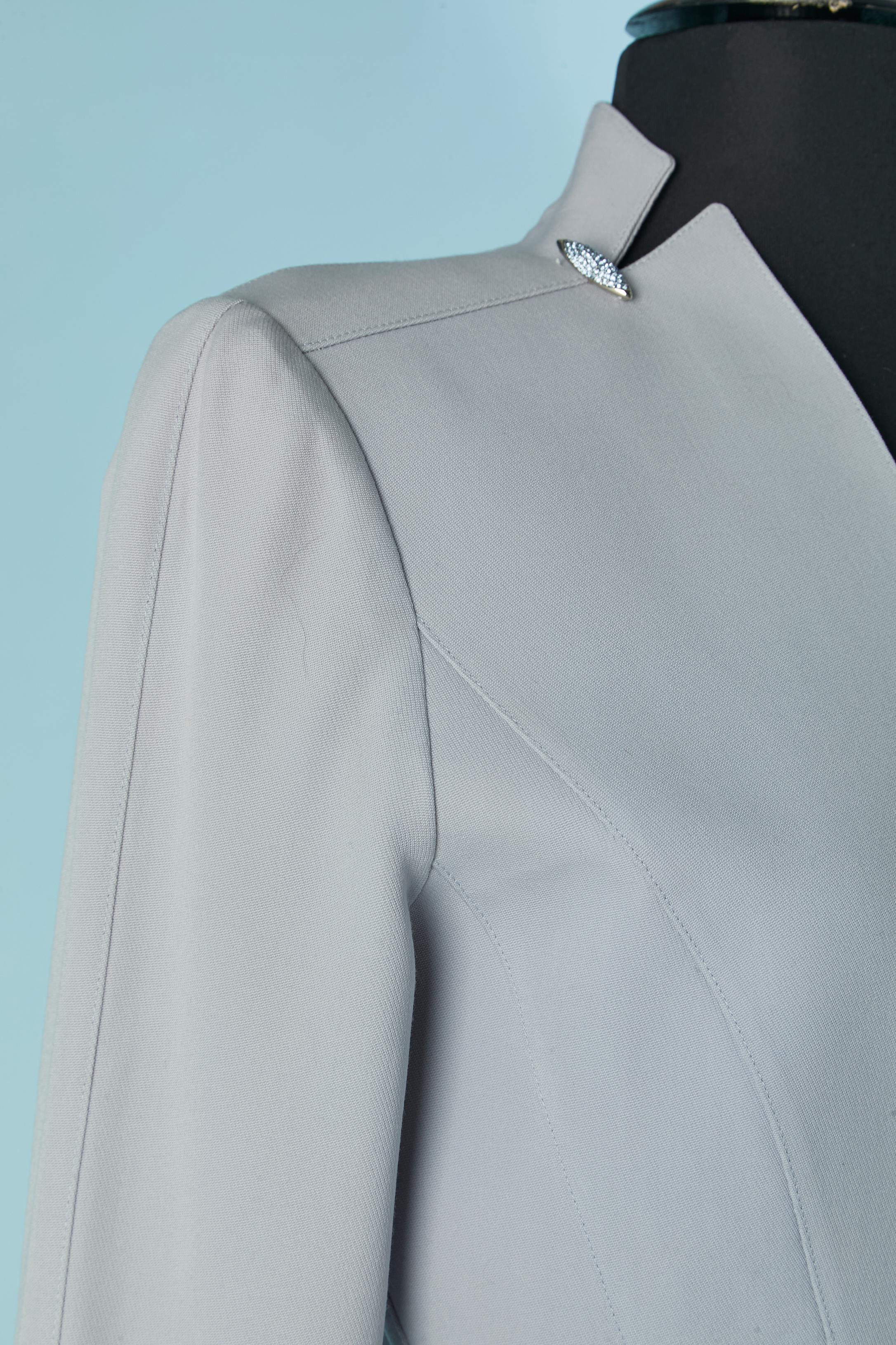Veste croisée bleu glacier avec ornements en strass TIERRY MUGLER Pour femmes en vente