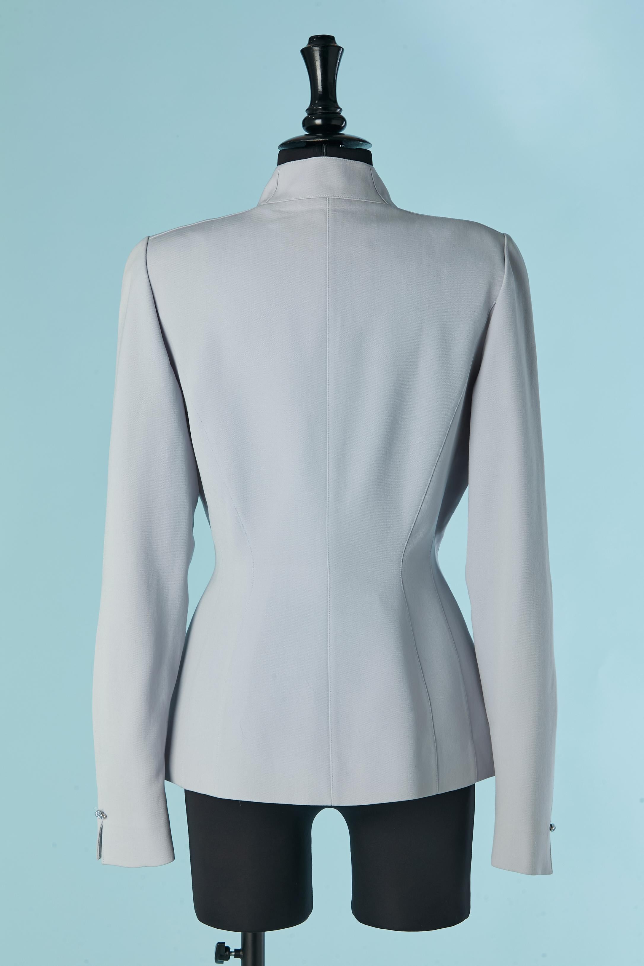 Veste croisée bleu glacier avec ornements en strass TIERRY MUGLER en vente 2