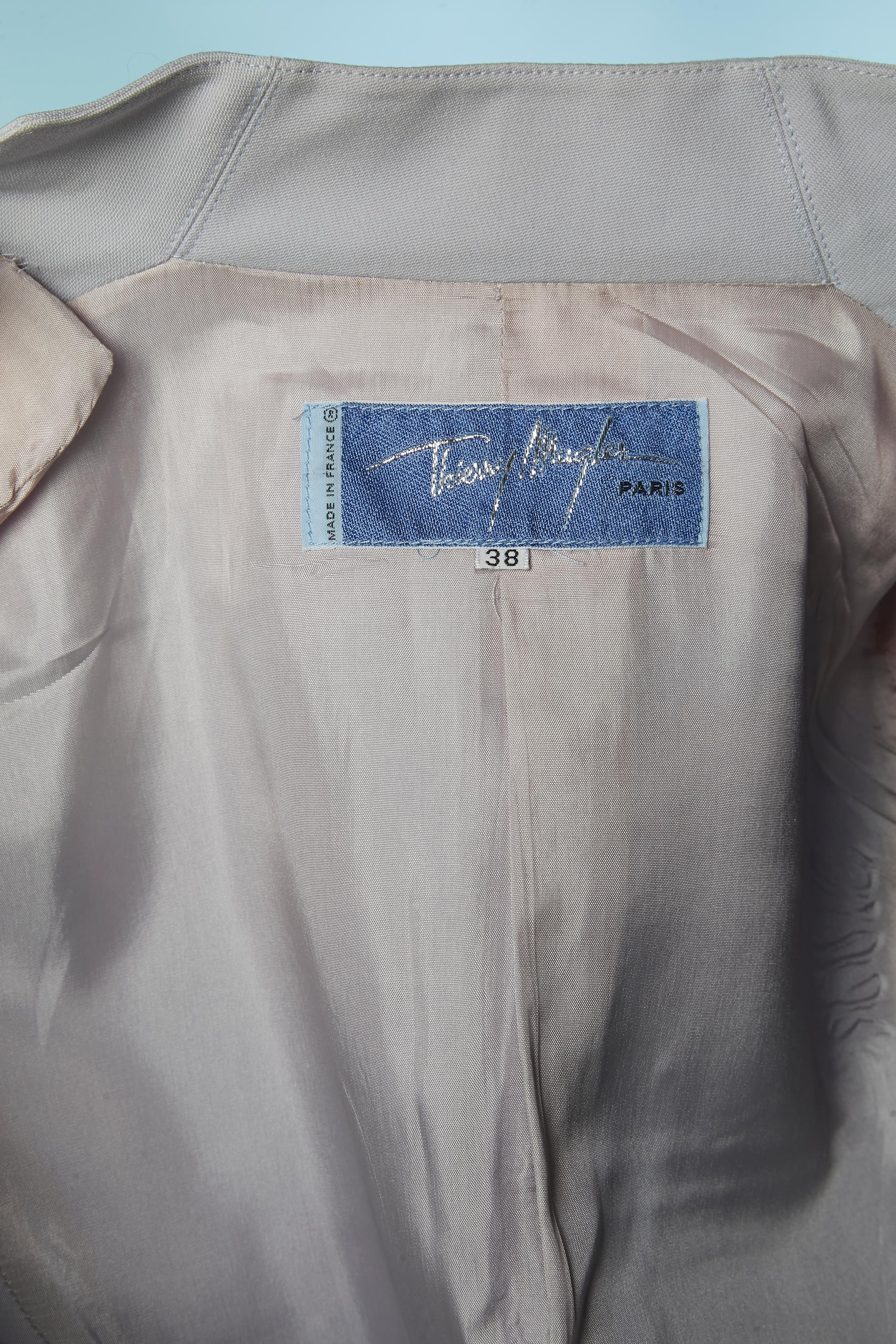 Veste croisée bleu glacier avec ornements en strass TIERRY MUGLER en vente 3