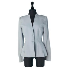 Ice blue single breasted jacket with rhinestone embellishment TIERRY MUGLER