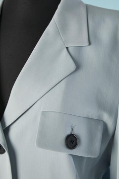 Ice blue skirt -suit with black buttons ESCADA By Margaretha Ley