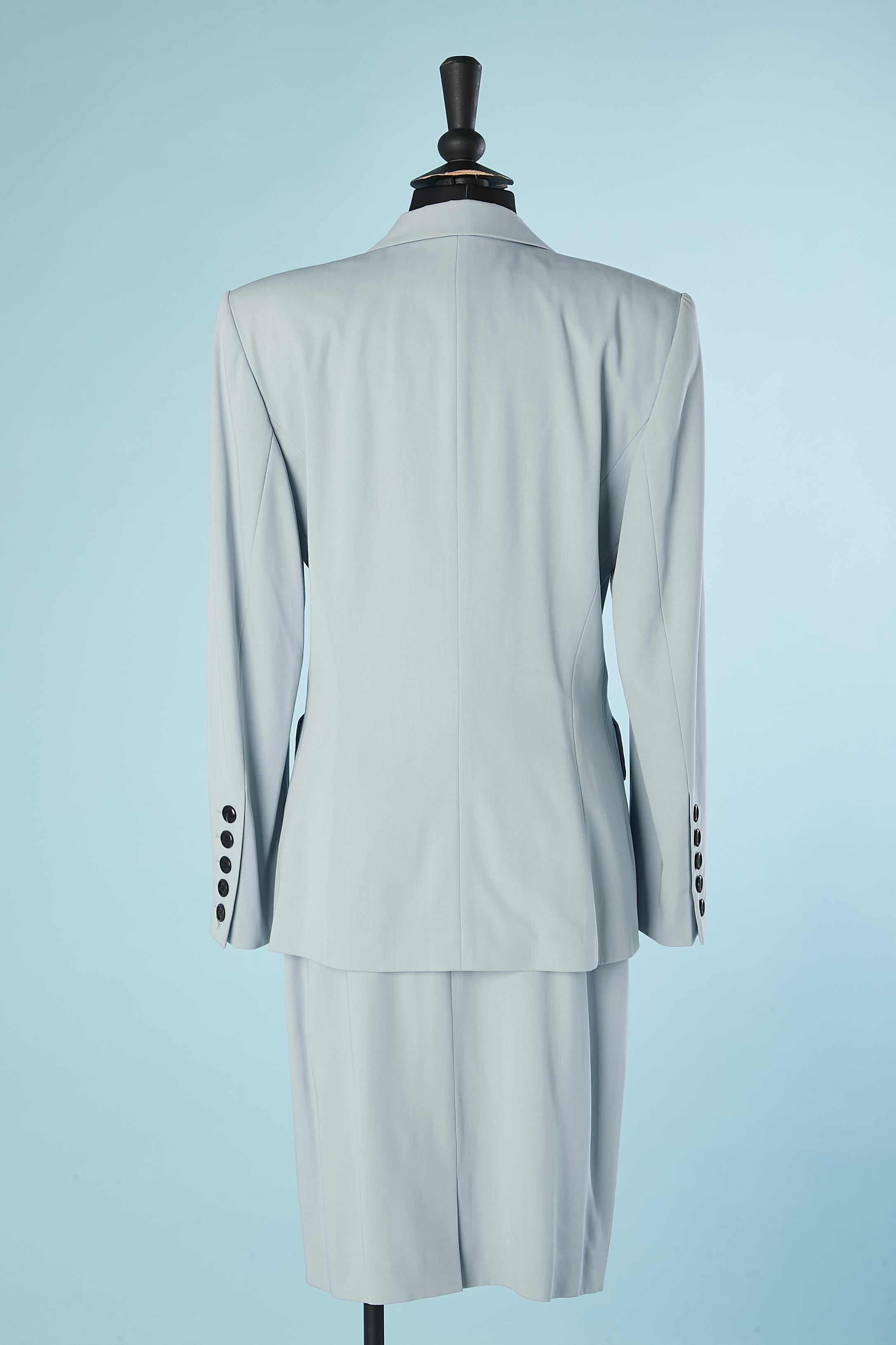 Women's Ice blue skirt -suit with black buttons ESCADA By Margaretha Ley  For Sale
