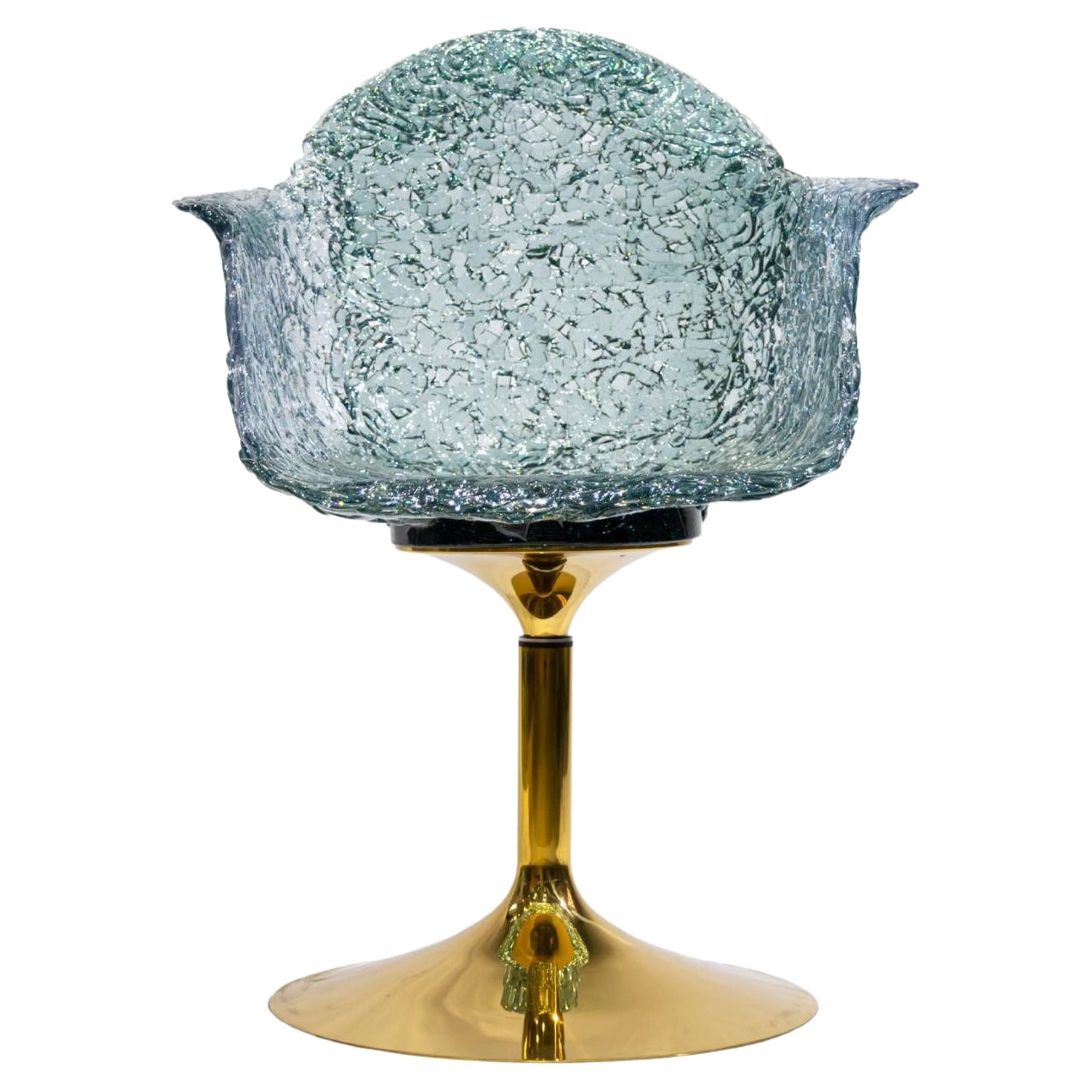 Ice Blue Stitch Swivel Chair - Chaise d'appoint pivotante moderne et luxueuse, cousue à la main en vente
