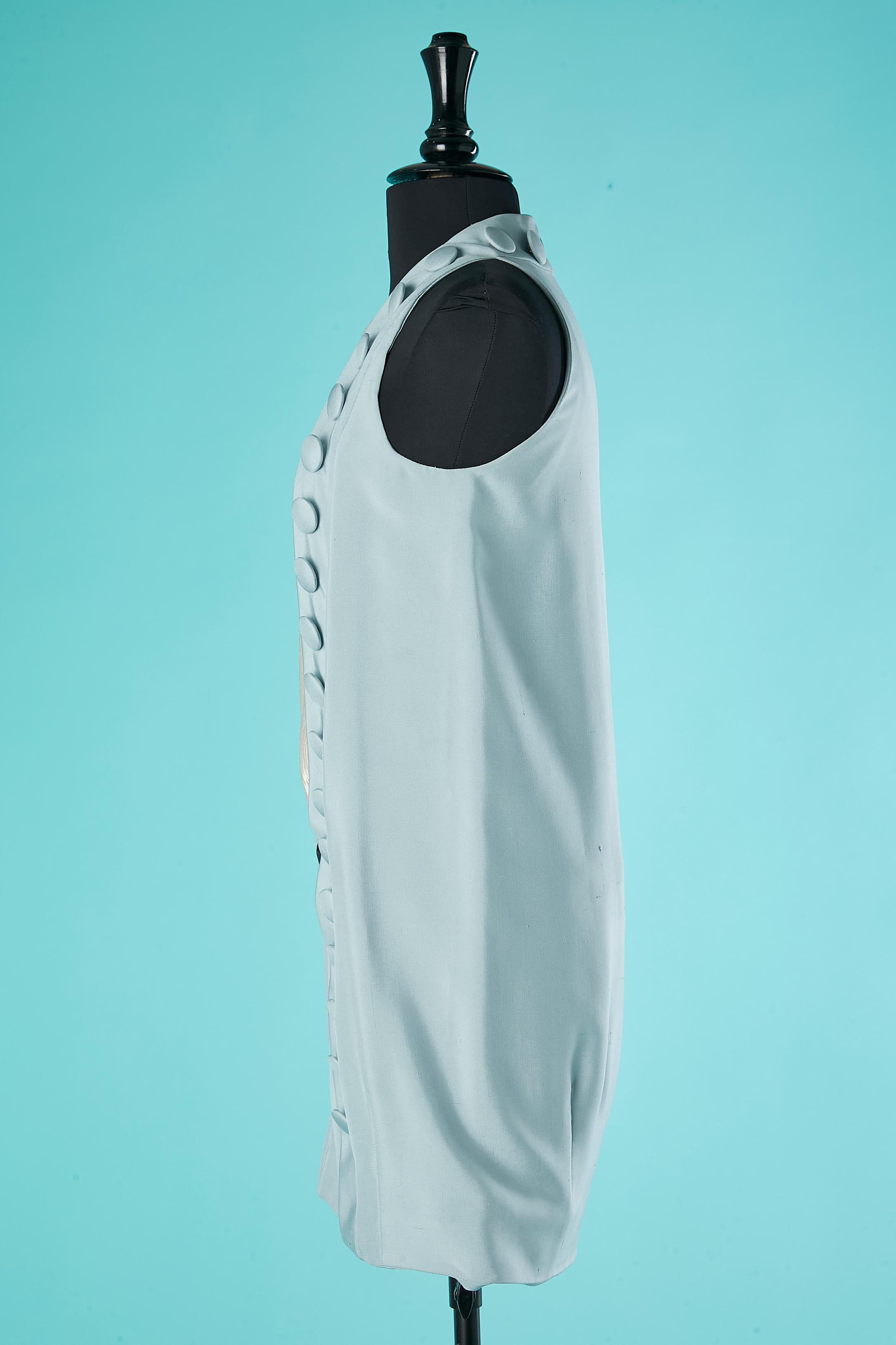 Ice blue wild silk and ivory cocktail dress Balenciaga by Nicolas Ghesquière In Excellent Condition In Saint-Ouen-Sur-Seine, FR
