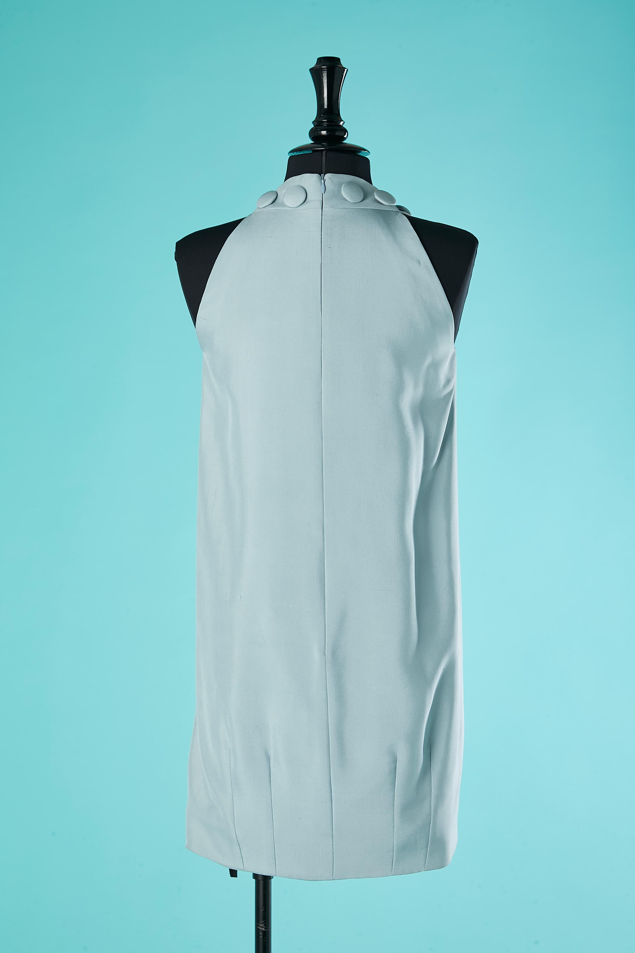 Women's Ice blue wild silk and ivory cocktail dress Balenciaga by Nicolas Ghesquière