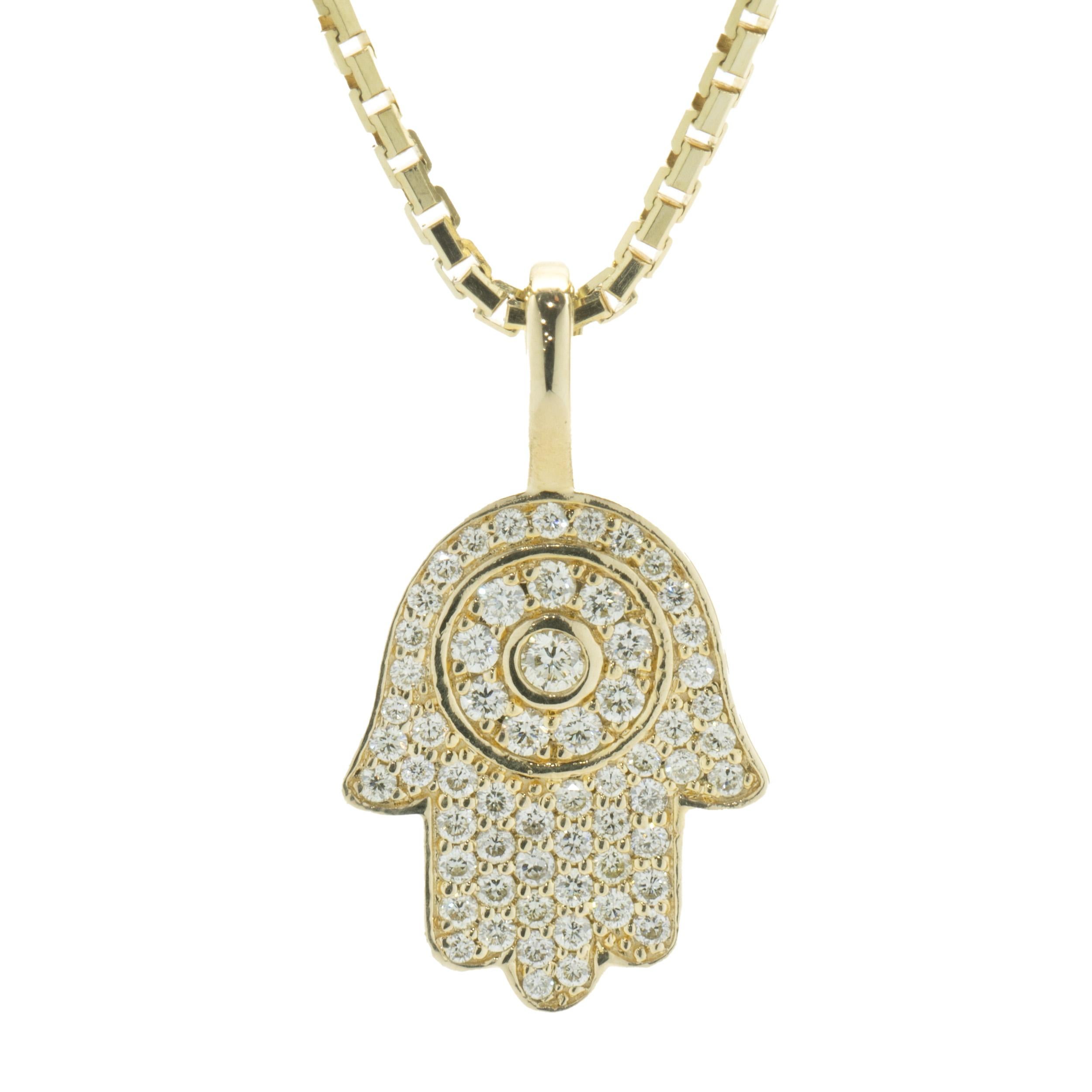 Designer: Ice box
Material: 14K yellow gold
Diamonds: 65 round brilliant cut = 1.00ct
Color: G
Clarity: VS1-2
Dimensions: necklace measures 20-inches in length 
Weight: 9.15 grams
