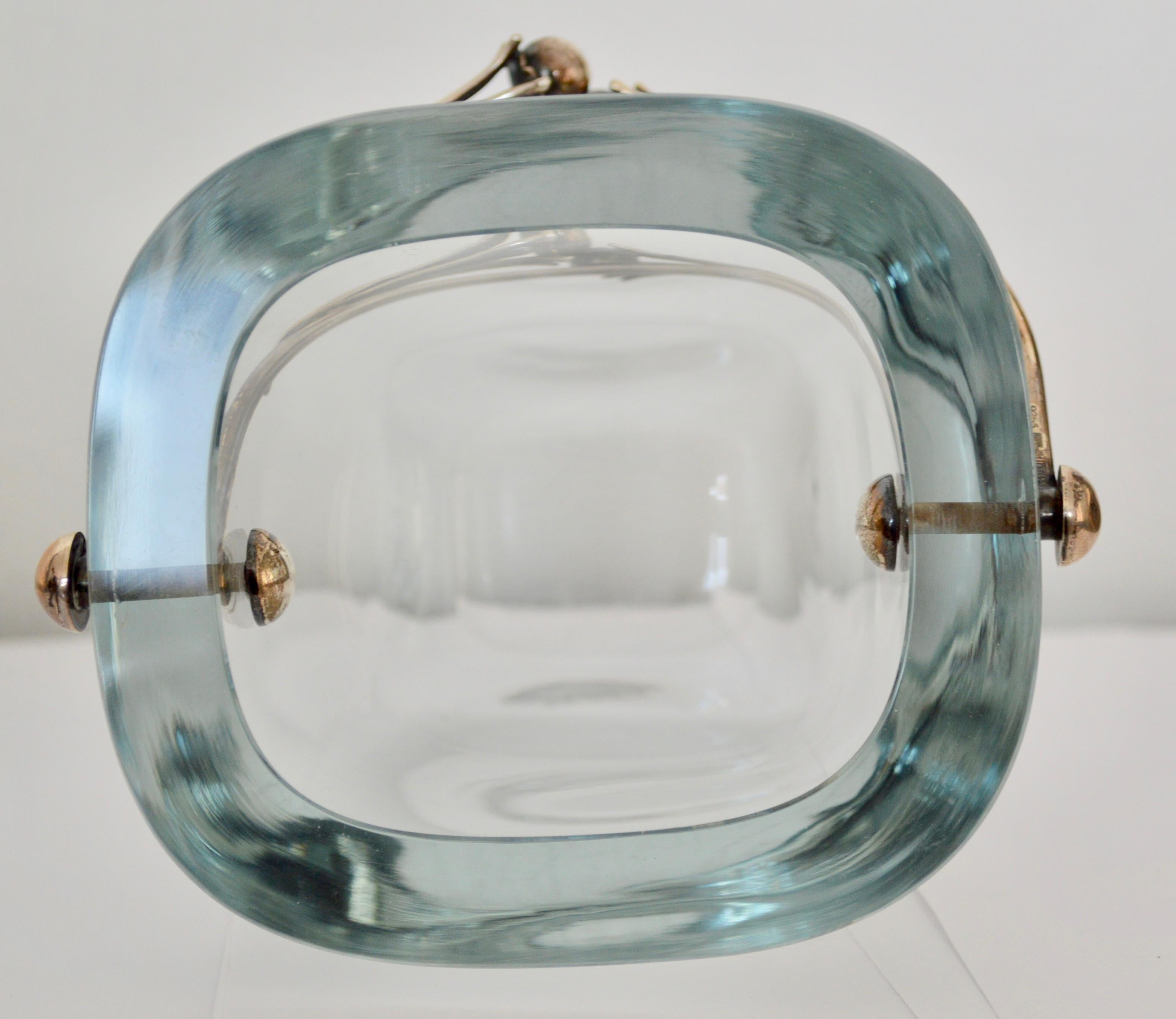 Sterling Silver Swedish Blue Glass Ice Bucket By Strombergshyttan, 1970s