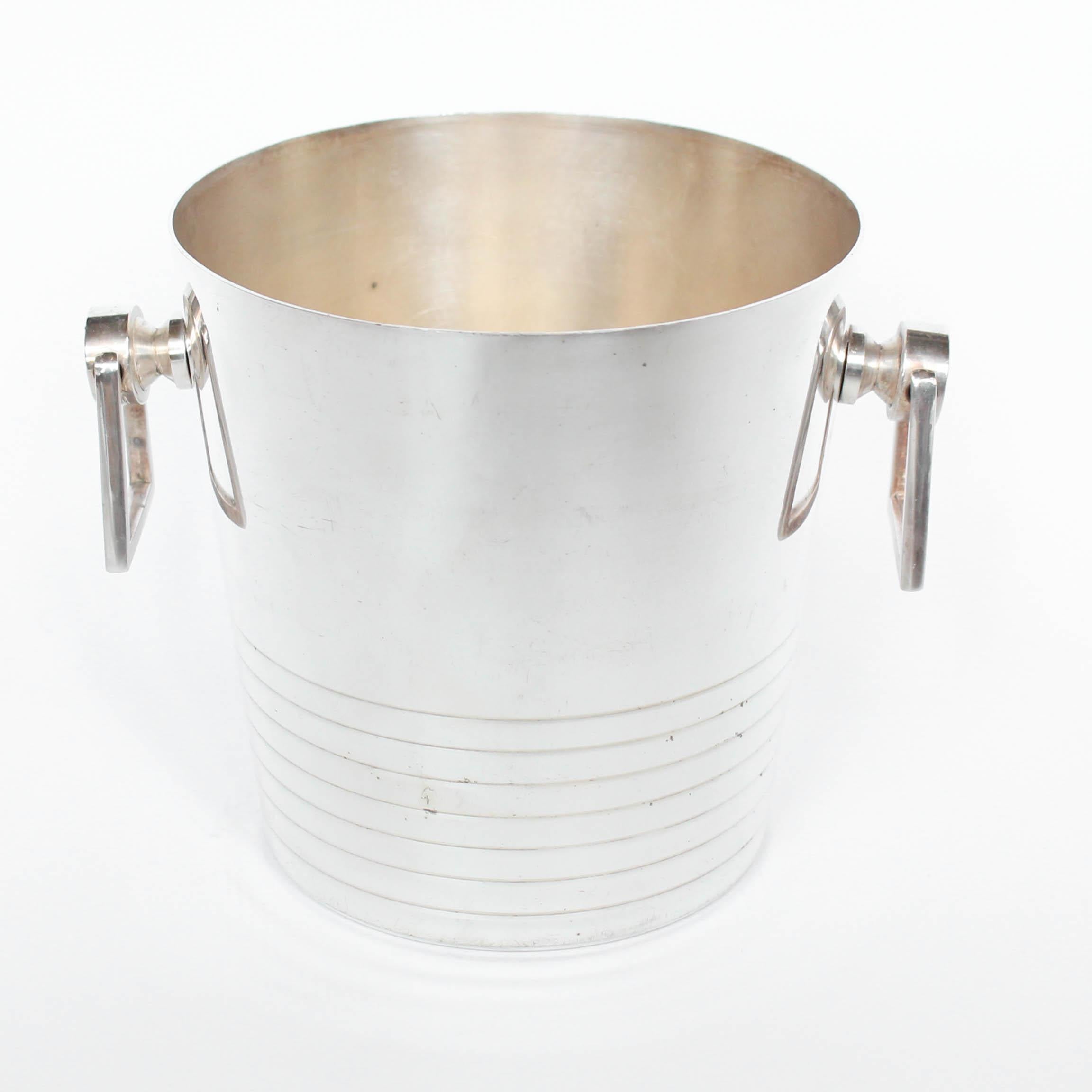 Silver plated ice bucket for Casino De Pourville, South of France.
Stamped to base.


