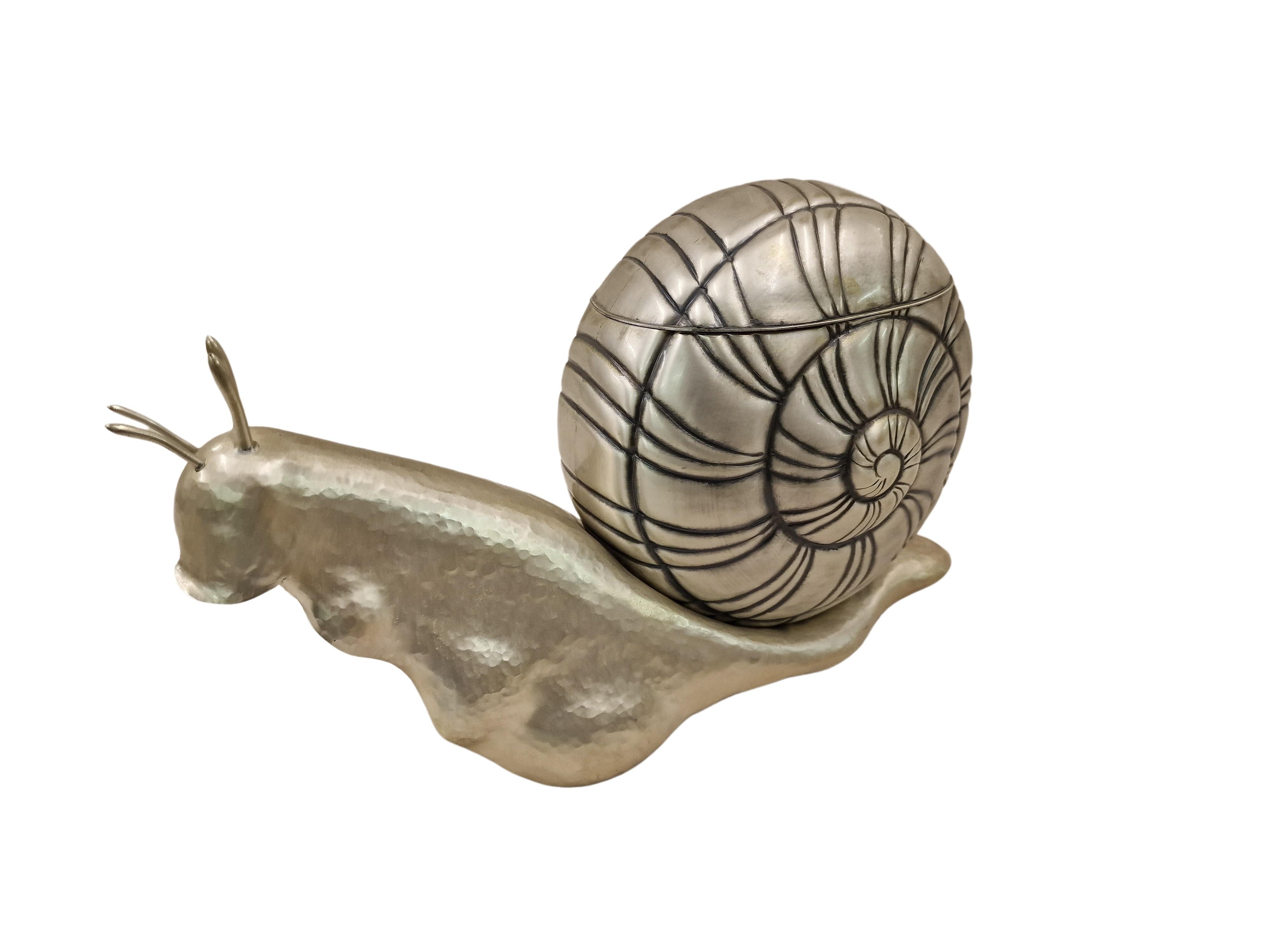 Ice bucket in form of a snail, silver plated, vintage 1960/70 Mid-Century, Italy 3
