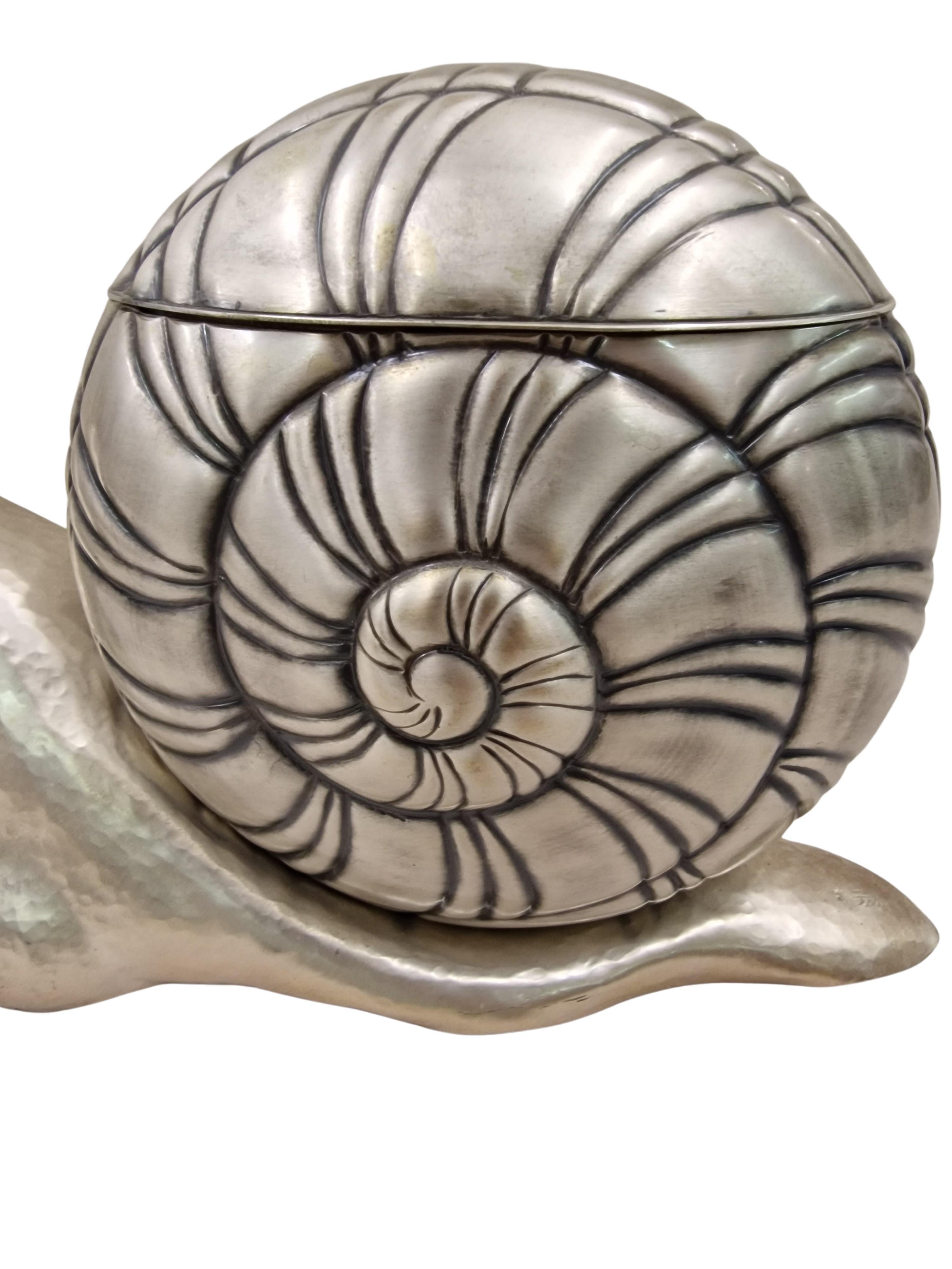 Mid-Century Modern Ice bucket in form of a snail, silver plated, vintage 1960/70 Mid-Century, Italy