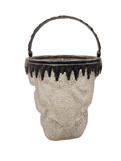 Ice bucket glass in form of shattered ice, silver plated, silvered, 1930, France