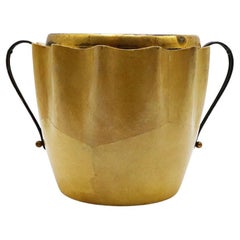Ice Bucket in Goatskin and Brass attribute Aldo Tura, 1950s, Italy