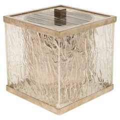 Cubitera de Lucite Efecto Hielo y Acero Estilo Willy Rizzo, Italia Años 70