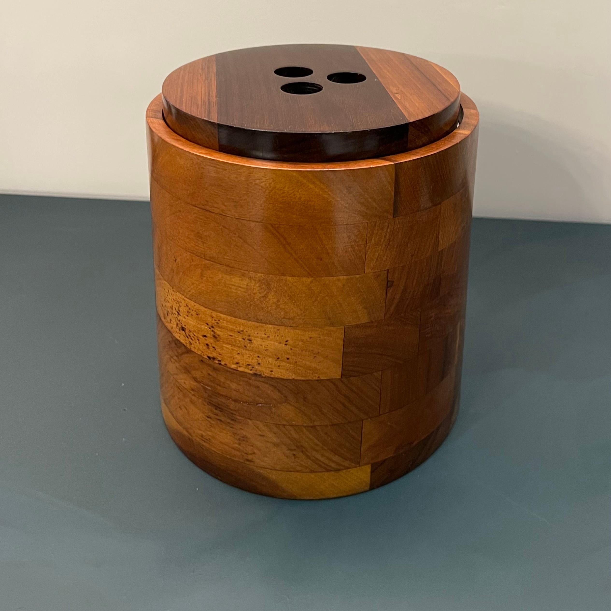 Mid-Century Modern Ice Bucket in noble wood designed by Jean Dobré for Tropic- Art  Brazil, 1970s For Sale