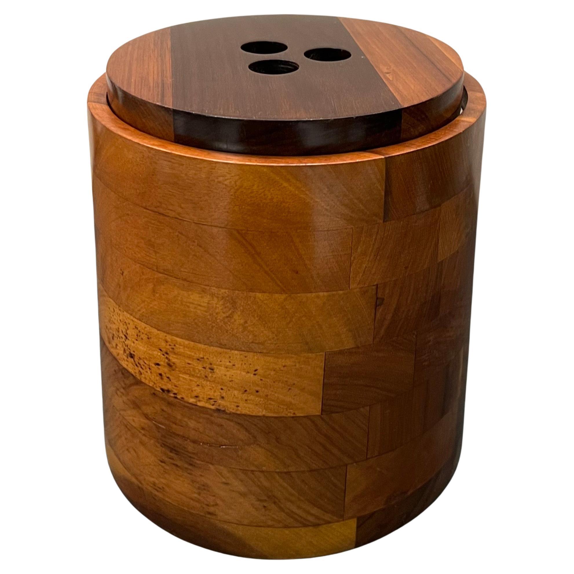 Ice Bucket in noble wood designed by Jean Dobré for Tropic- Art  Brazil, 1970s For Sale