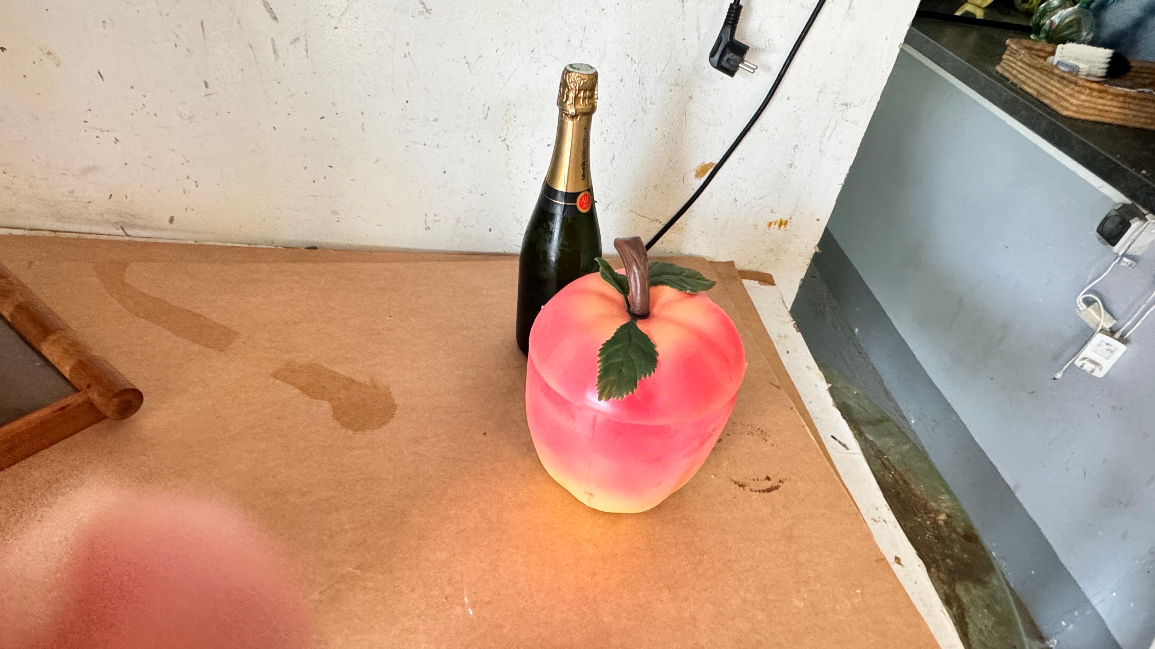 French Ice Bucket in Plastic Fruit shape Red and Yellow Color France circa 1970 For Sale
