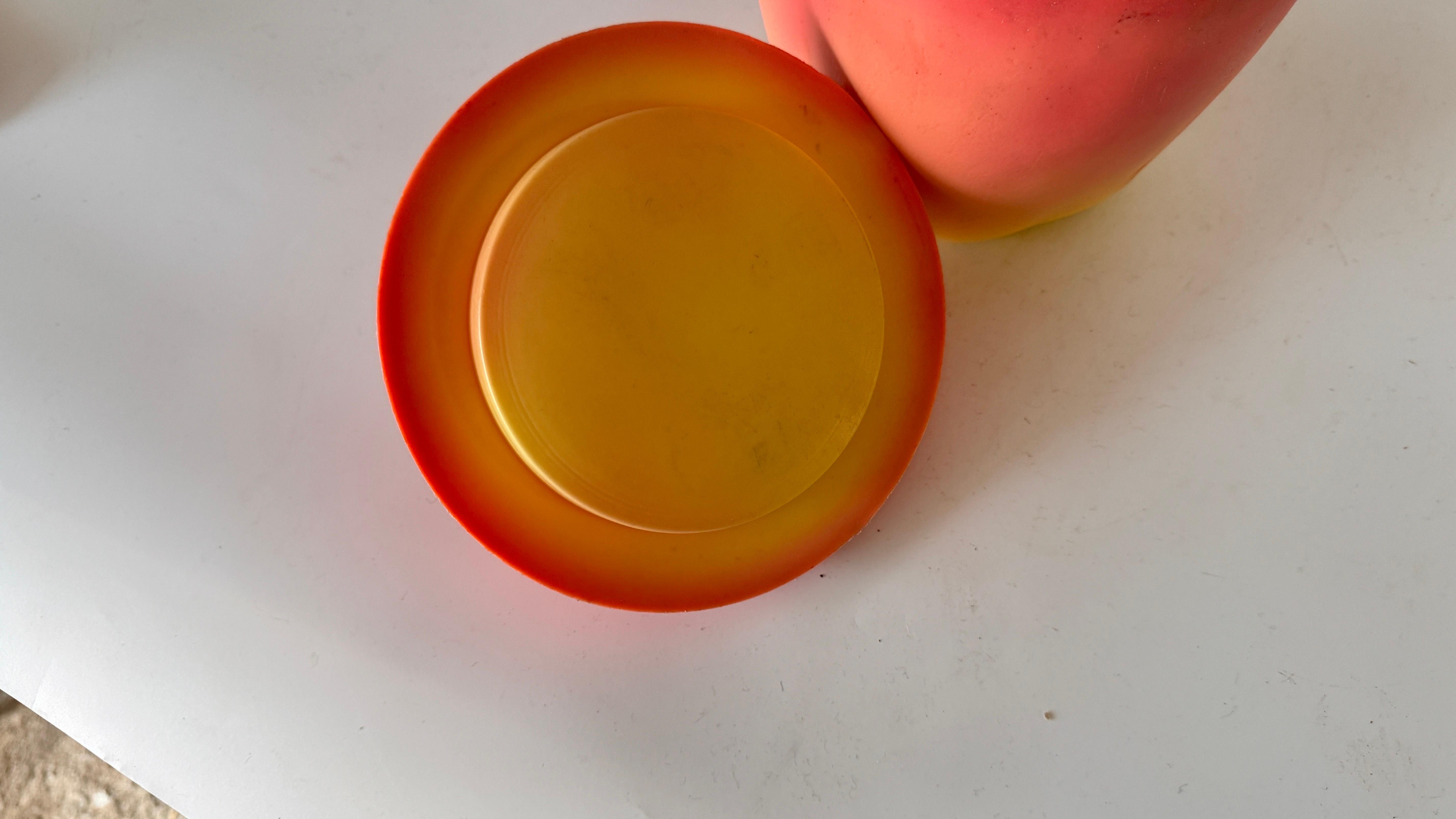 Late 20th Century Ice Bucket in Plastic Fruit shape Red and Yellow Color France circa 1970 For Sale