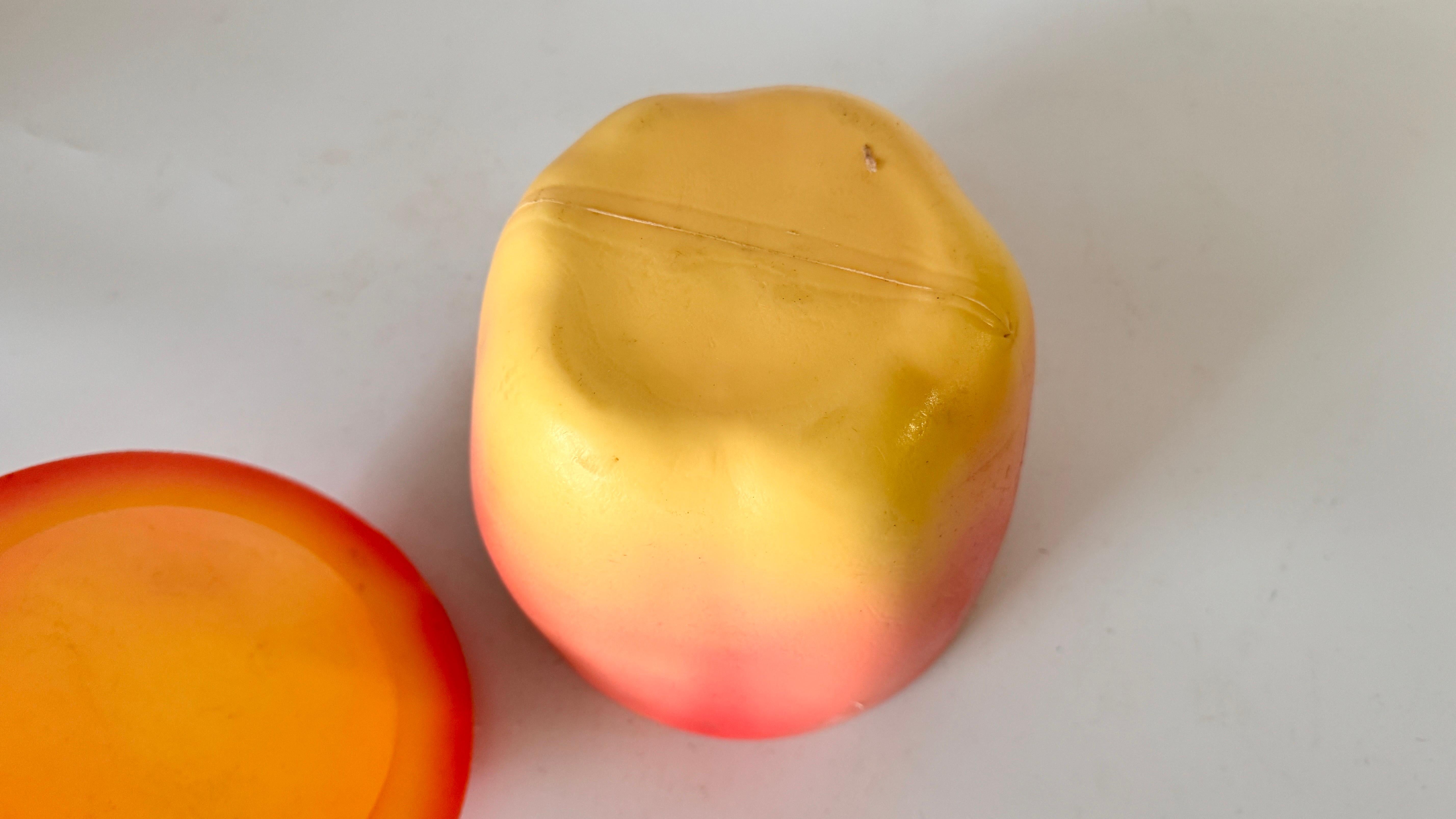 Ice Bucket in Plastic Fruit shape Red and Yellow Color France circa 1970 For Sale 1