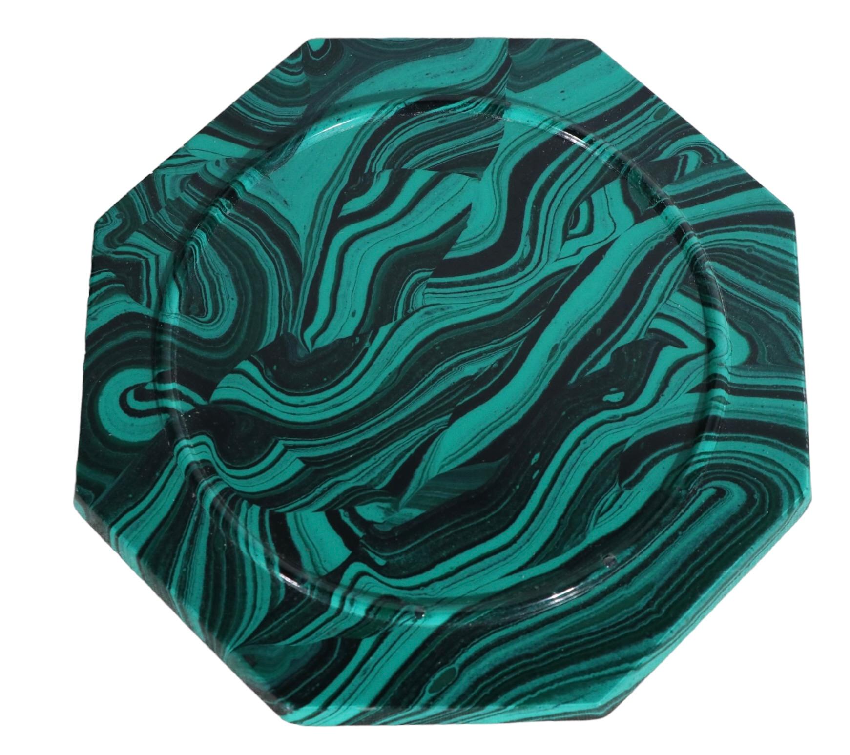 Ice Bucket in Stunning Faux Malachite Finish by Imperial Stone Ca. 1970's In Good Condition In New York, NY