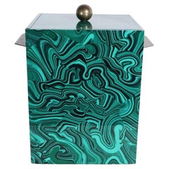 Ice Bucket in Stunning Faux Malachite Finish by Imperial Stone Ca. 1970's