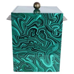 Vintage Ice Bucket in Stunning Faux Malachite Finish by Imperial Stone Ca. 1970's