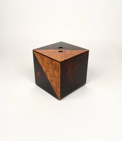 Ice Bucket in Tortoise Shell Effect Lucite Attributed to Guzzini, Italy, 1970s