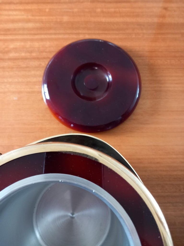 Ice Bucket, Lucite and Brass, Cocktail Bar Set Barware Italy Mid29th