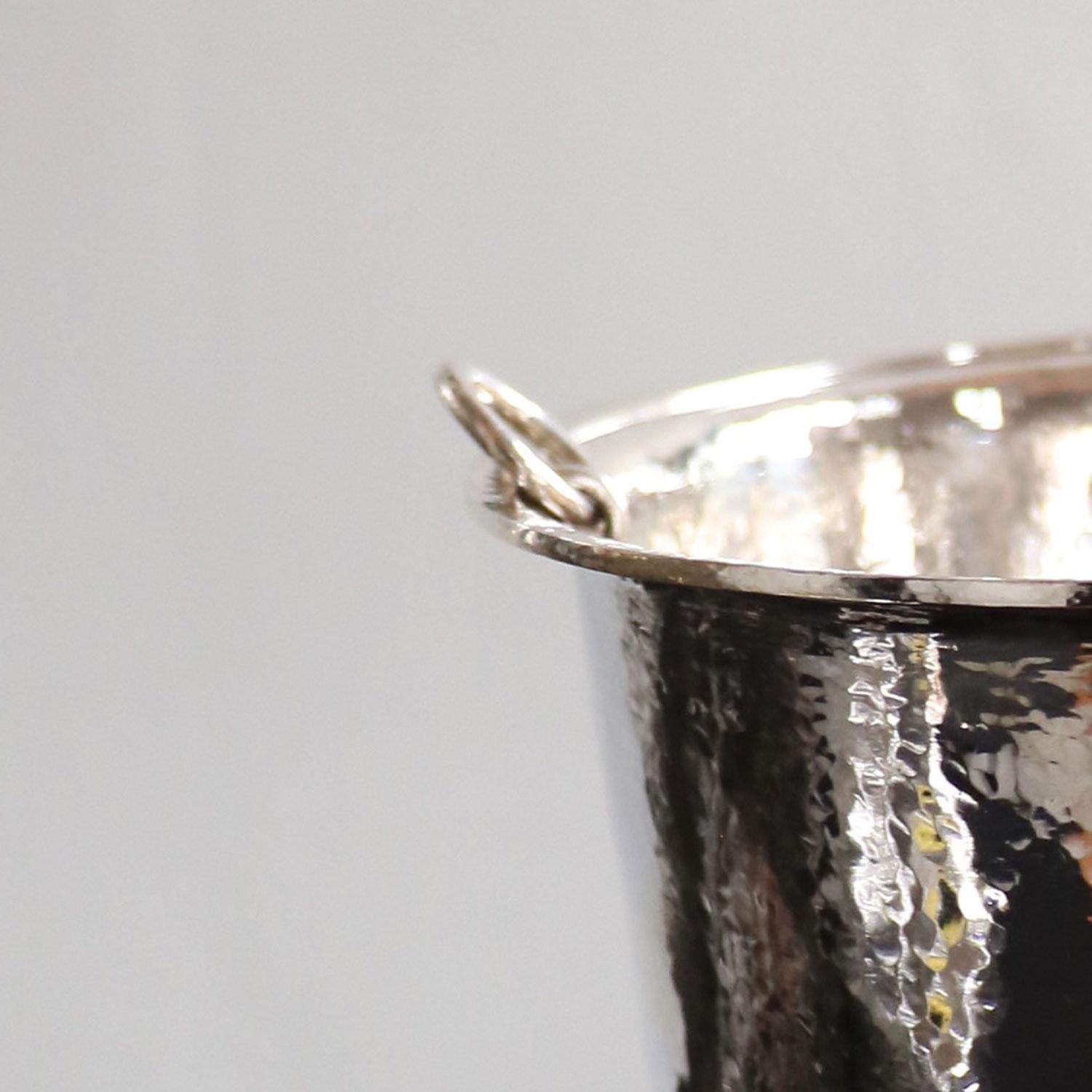 Hand-Crafted Ice Bucket Owl by Alcino Silversmith 1902 Handcrafted in Sterling Silver For Sale