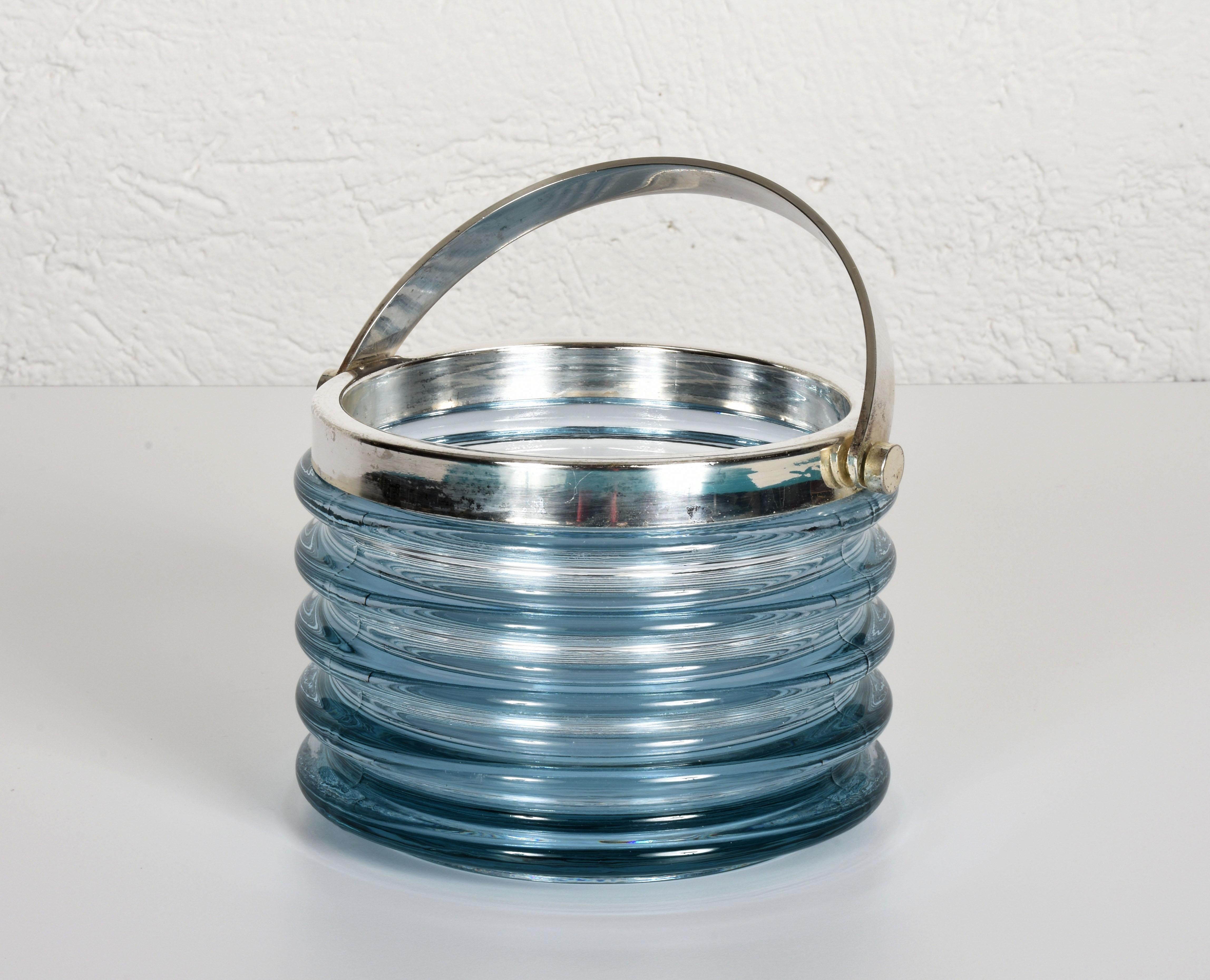 Ice Bucket Sergio Asti for Arnolfo di Cambio Very Rare Silver Plate Glass Italy 4