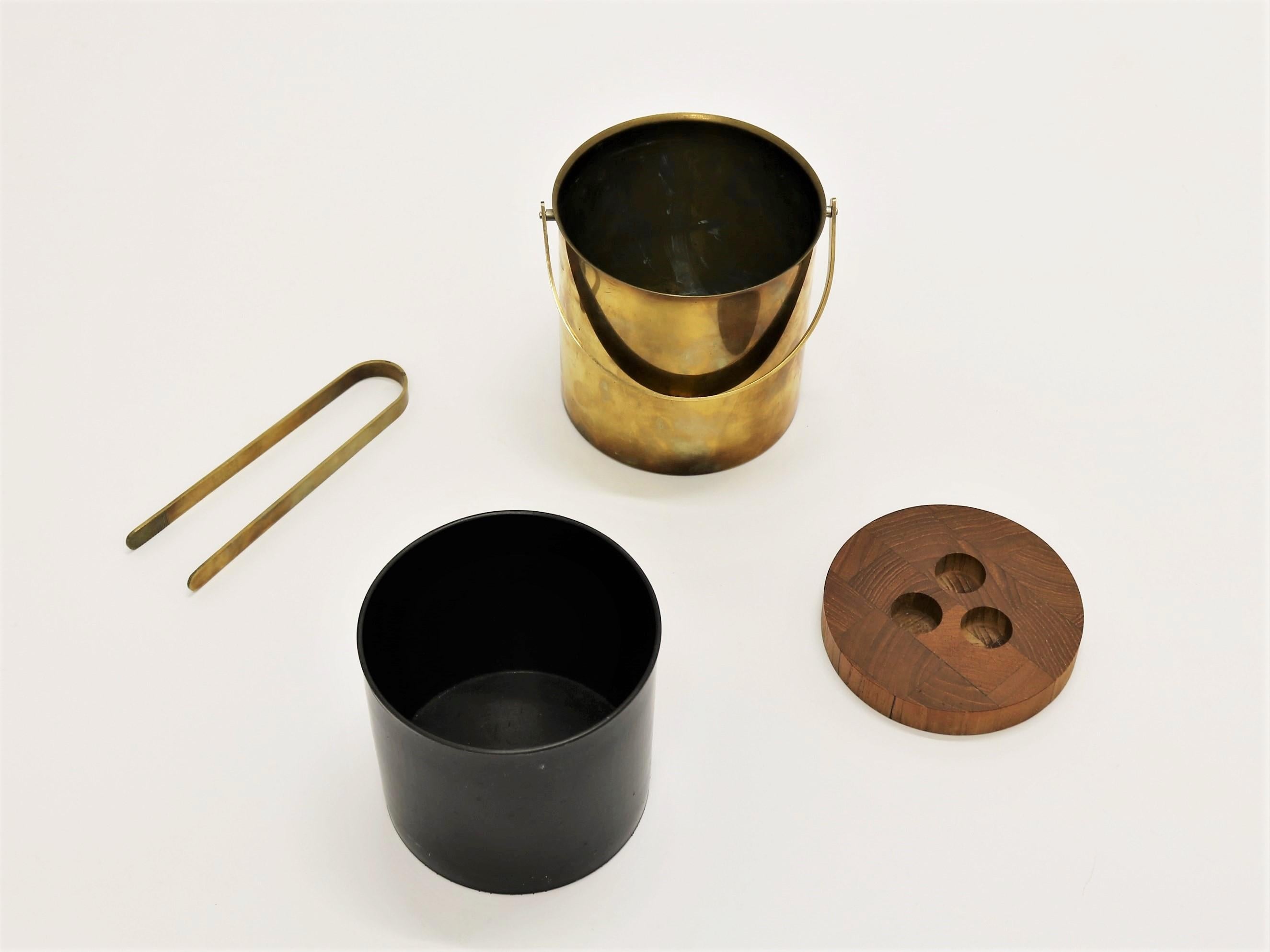 Ice Bucket Set by Arne Jacobsen for Stelton Brassware, 1960s 1